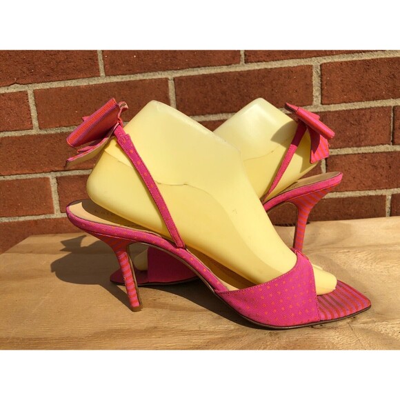 Kate Spade pink Slingback High Heel Sandals  with back bow Italy US Size 10 B - Picture 4 of 12